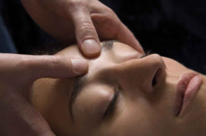 Relaxing Acupressure on the forehead